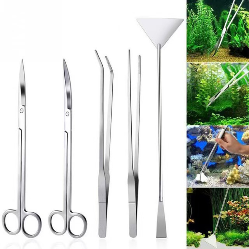 Planted Aquarium Tool Kit - Professionelles Aquarium-Wartungs-Werkzeugset, Fischbeckenreiniger, Pinzette, Schere für