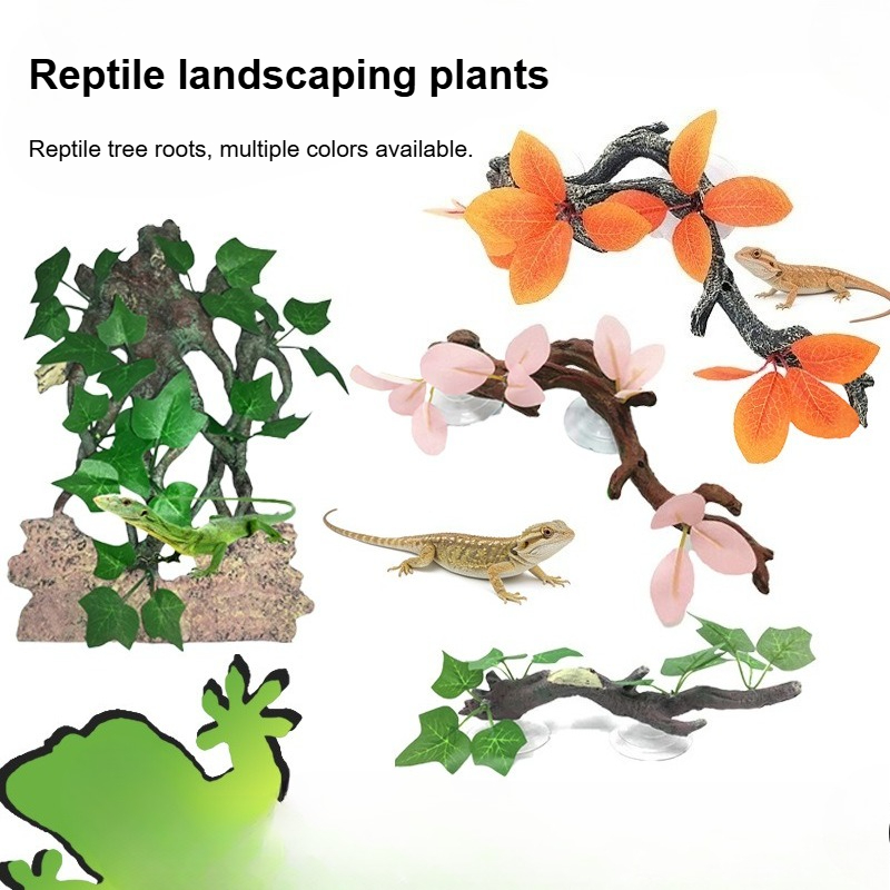Aquarium Plant Vine - Künstliche Reptilien-Terrarium-Pflanzendekoration Harz-Rankwurzel für Eidechsen, Frösche,