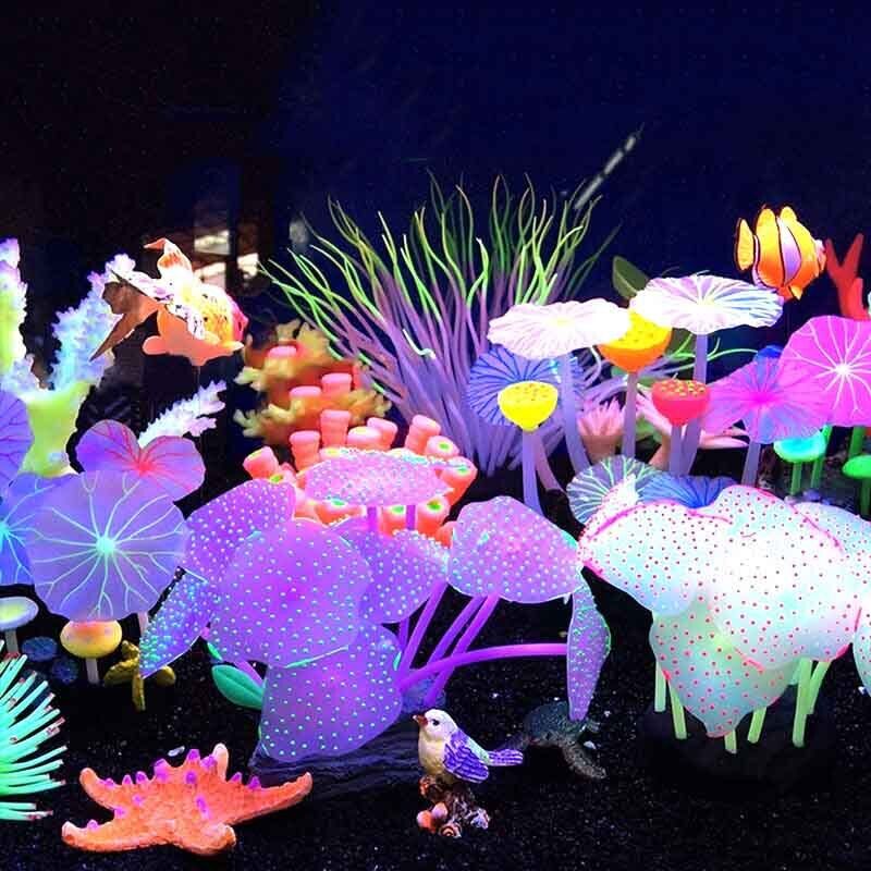 Leuchtende Silikon-Korallen un – Aquarium Plant Ornament Bewertung und Preis