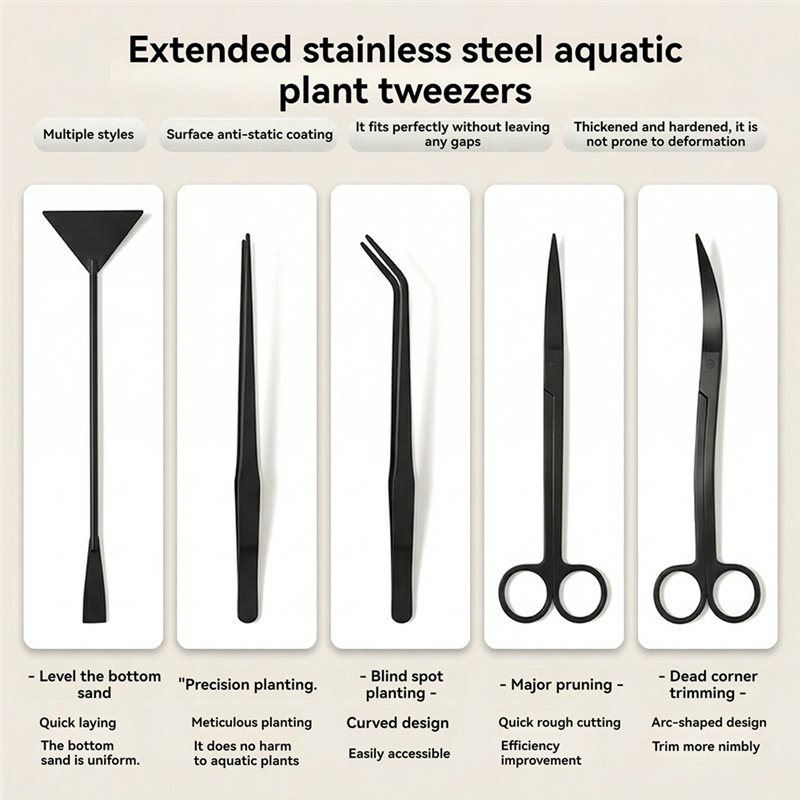 TFORU-Langes Schwarzes Edelsta – Planted Aquarium Tool Kit Bewertung und Preis